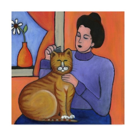 Cheryl Bartley 'Pretty Kitty Blue' Canvas Art,14x14